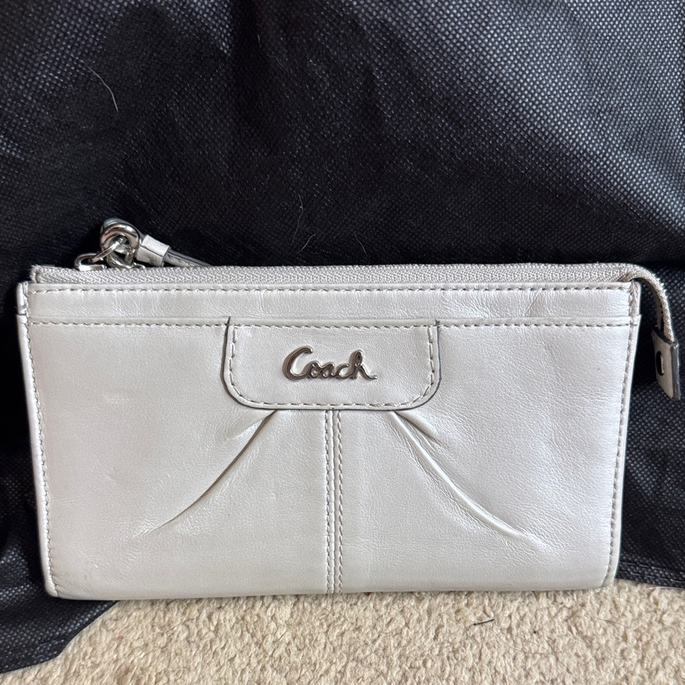 Coach Silver Leather Wristlet